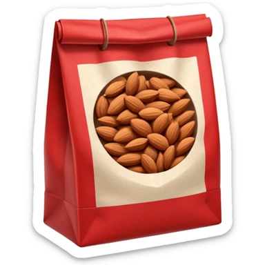 roasted almonds in red and white paperbag sticker