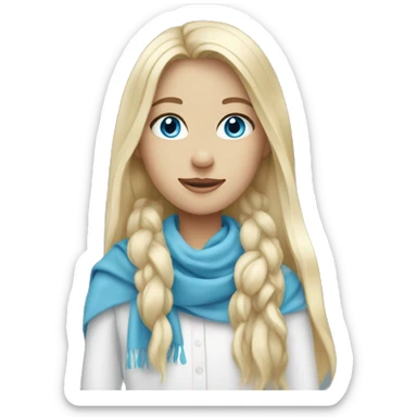 Blonde girl with long hair blue eyes with a white scarf on sticker