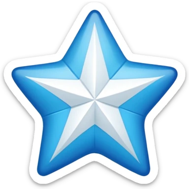 Ayúdame a crear un emoji de una estrella de 12 puntos azul con un chulo blanco en el medio sticker