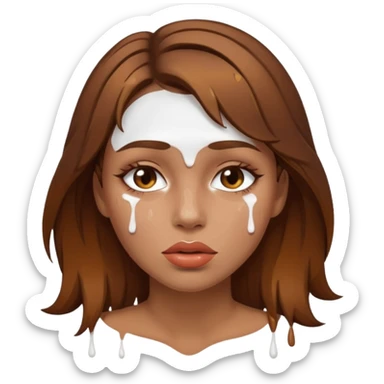 Brown Hair, Woman, white paint drip, face, hot, Sexy, lips sticker