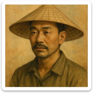 chinese man wearing rice paddy hat, style 7 sticker
