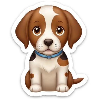 spotted brown Labrador retriever with calico pattern, friendly face sticker