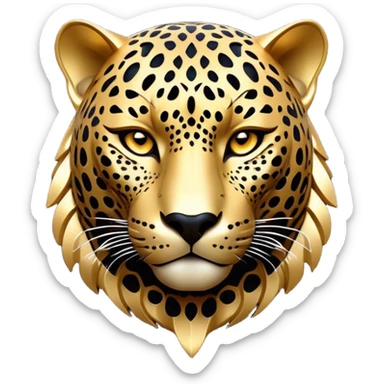 Cinematic Noble Jaguar Portrait Emoji, Poised and elegant, with a sleek, muscular build adorned with striking rosette patterns and intense, focused eyes, Simplified yet sharp and sophisticated features, highly detailed, glowing with a soft, wild luminescence, high shine, intelligent and graceful, stylized with an air of untamed nobility, focused and alert, soft glowing outline, capturing the essence of a watchful guardian that feels as though it could step out of the screen with effortless authority! sticker