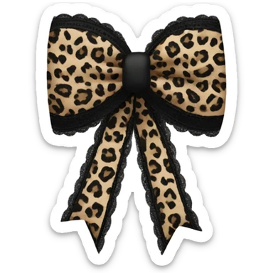 Bow with leopard print and black lace sticker