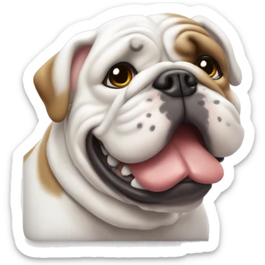 Bulldog Francés blanco haciendo el simboo de paz y amor con supatita derecha sticker