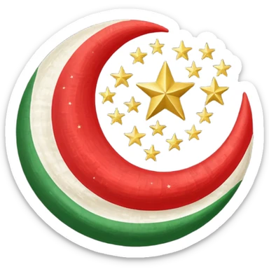A flag emoji red white green in center islamic golden moon suronded by star circulary sticker