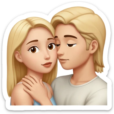 Two people sharing a secret, intimate moment of trust sticker
