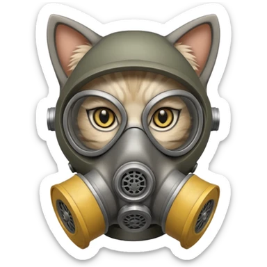 cat with gas masks sticker