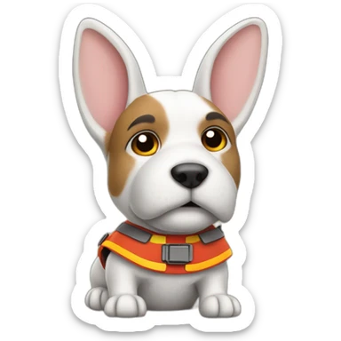 a jackrabbit terrier dog who works as a firefighter and wears a bulletproof vest sticker