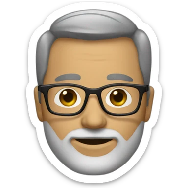 A 50 year old men with short hair, beard and rectangle glasses sticker