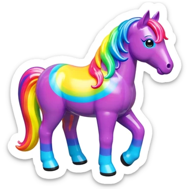  Lisa Frank style  vinyl fat horse toy figure  sticker