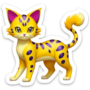 Colorful Liepard-Skitty-Delcatty-Pokémon-Fakémon-hybrid-creature (full body) sticker