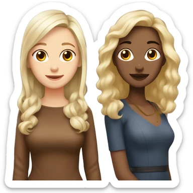 1 lady with ash blonde hair and 1 lady with brown hair madly in love sticker