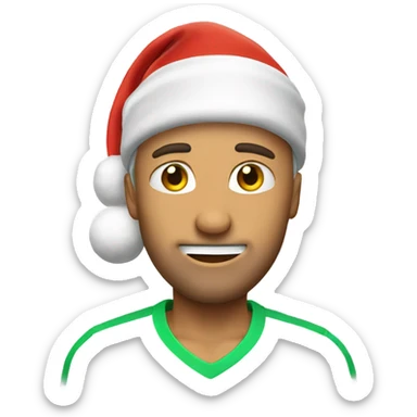 Tennis player wearing Santa hat Caucasian sticker