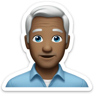 50 years with blue eyes and  gray hair man no mustache sticker