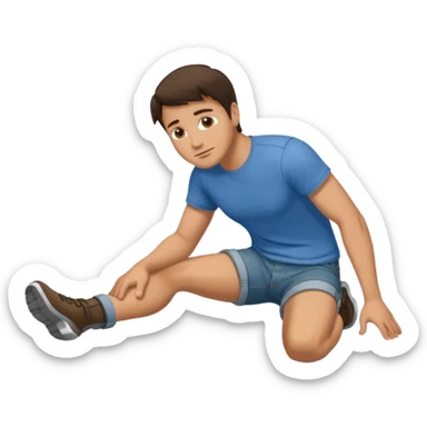 Crawling brunette man on hands and knees from the side eith both knees on the floor sticker