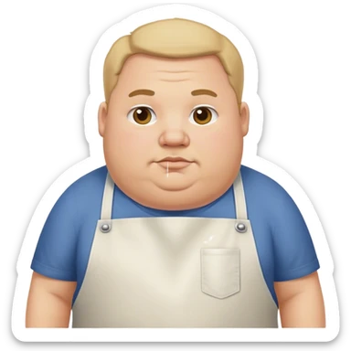 Man with apron fat sticker