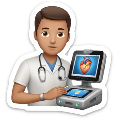 Male Cardiac sonographer with Philips ultrasound machine sticker