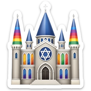 jewish synagogue temple in dark goth aesthetic style with lgbt flags sticker