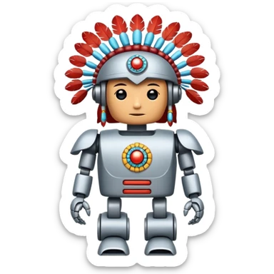 Full Robotic figure wearing native American regalia sticker