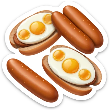 Two boiled eggs and two breakfast sausage restaurant style sticker