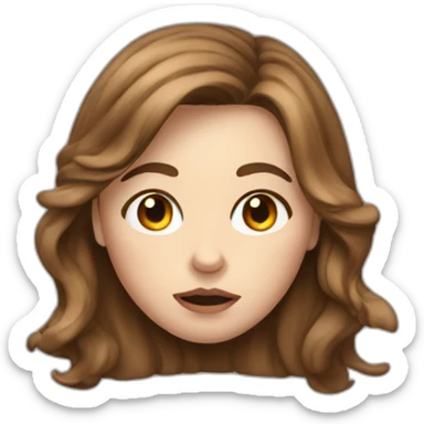 White girl with brown hair and a scrunched nose and pursed mouth sticker