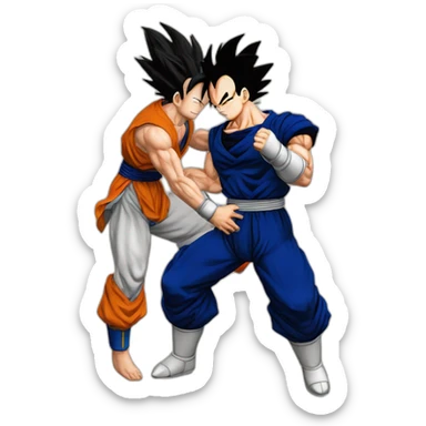 Sangoku make a hug to vegeta sticker