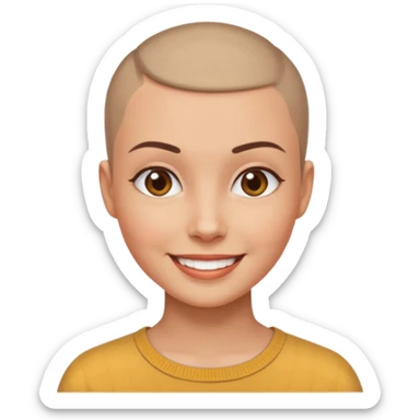 women ios emoji buzz cut sticker