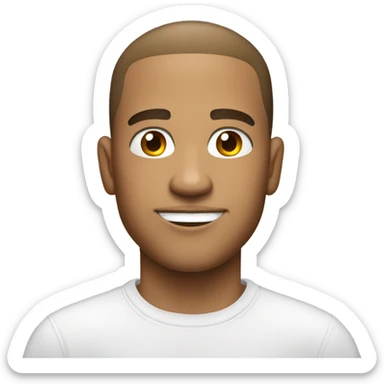 Young and good looking light skinned man wearing a white collared t shirt sticker