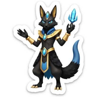 Black Dark Furry Fluffy Modern Futuristic Lucario-Anubis-fusion full body sticker