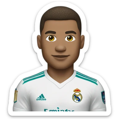 Mbappé with the Real Madrid jersey sticker