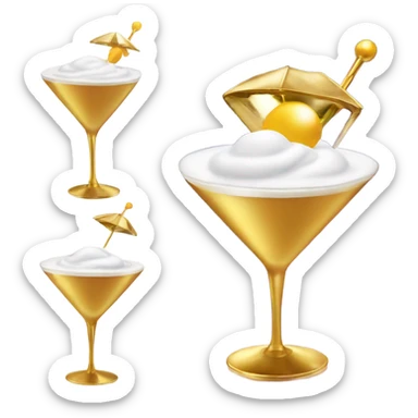 golden martini cocktail with foam sticker