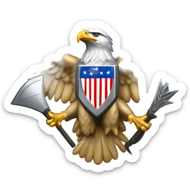 Create an emoji of a silver US Army O-6 Colonel insignia: a detailed silver eagle with outstretched wings, clutching arrows and bearing a shield on its chest. Ensure the background is transparent. The entire thing should be silver sticker