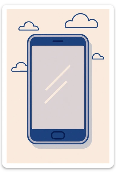 minimalist smartphone from above, blank screen, subtle reflection, clean look, simple design sticker