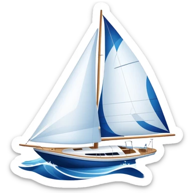 An icon featuring a sleek sailboat with billowing sails cutting through the waves. The design includes the boat's mast, a wind-filled sail, and water splashes, symbolizing the thrill and skill of sailing. Transparent background highlights the elegance and power of wind-driven sports. sticker