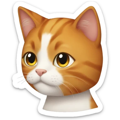  a ginger cat with a girl who has brown hair and brown eyes sticker