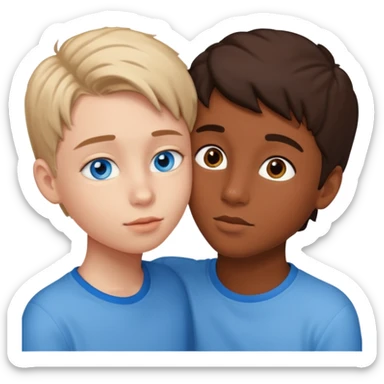 niñoadolescente de ojos azules besandose con una chica morena sticker