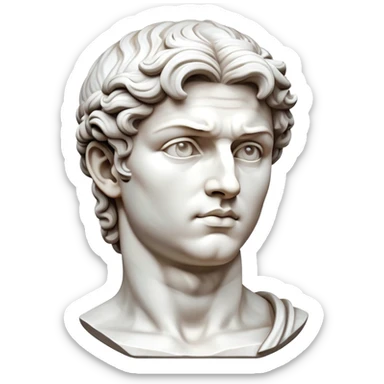 Full view of Michelangelo's David statue, Renaissance masterpiece, artistic stylized representation of the biblical hero sticker