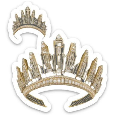 art deco 1920's tiara gold crystals no background sticker