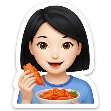 Girl black hair eat kimchi sticker