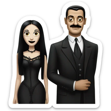morticia and gomez addams sticker