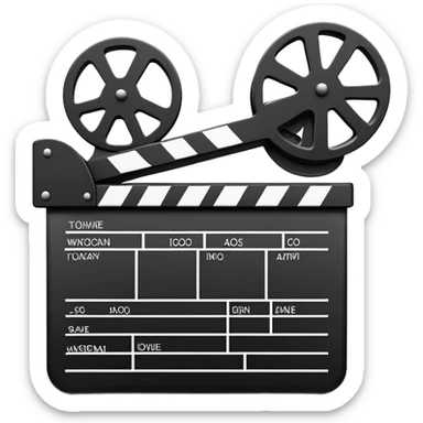 outline only movie clapper, black wireframe style, absolute minimal details, no fill sticker