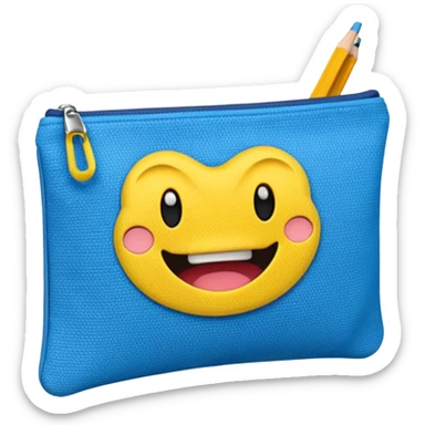 Pencil pouch with zipper mouth sticker