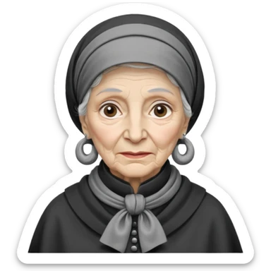 orthodox jewish woman with kerchief tied by neck circa. 1890 make into greyscale elderly sticker