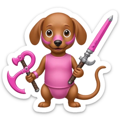 Weiner dog with pink Monkey first weapons sticker