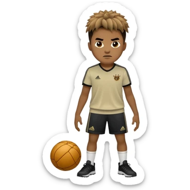 Crie um emoji de um menino com o cabelo castanho claro com uma franja reta e o corte low fade zumbi casaco de gola alta da adidas sticker
