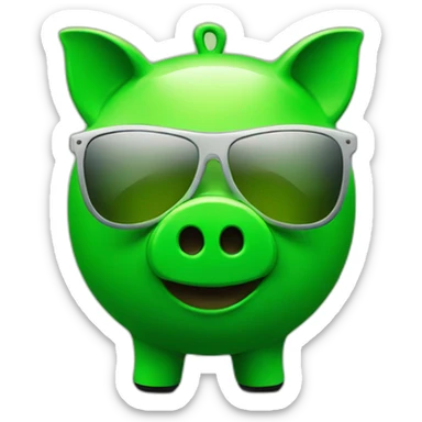green piggybank with sunglasses sticker