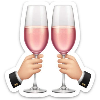 champagne glasses with pink champagne giving cheers with two hands five fingers sticker