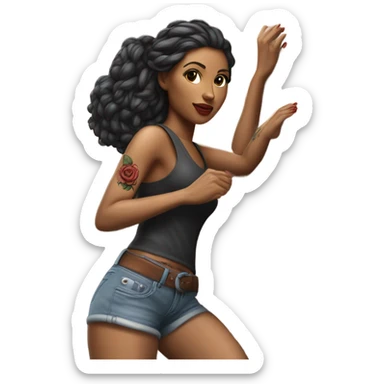 Hyper Realistic beautiful woman model with a small rose tattoo rock climbing  sticker