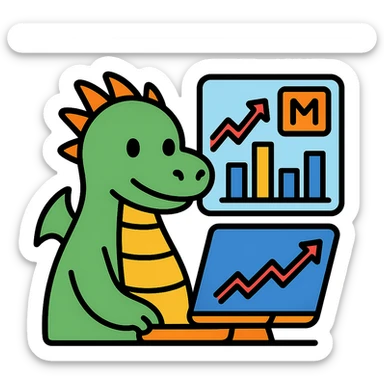 A dragon looking at Moscow stock exchange charts sticker